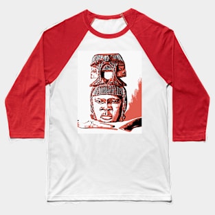 African Mask in Red Color Baseball T-Shirt